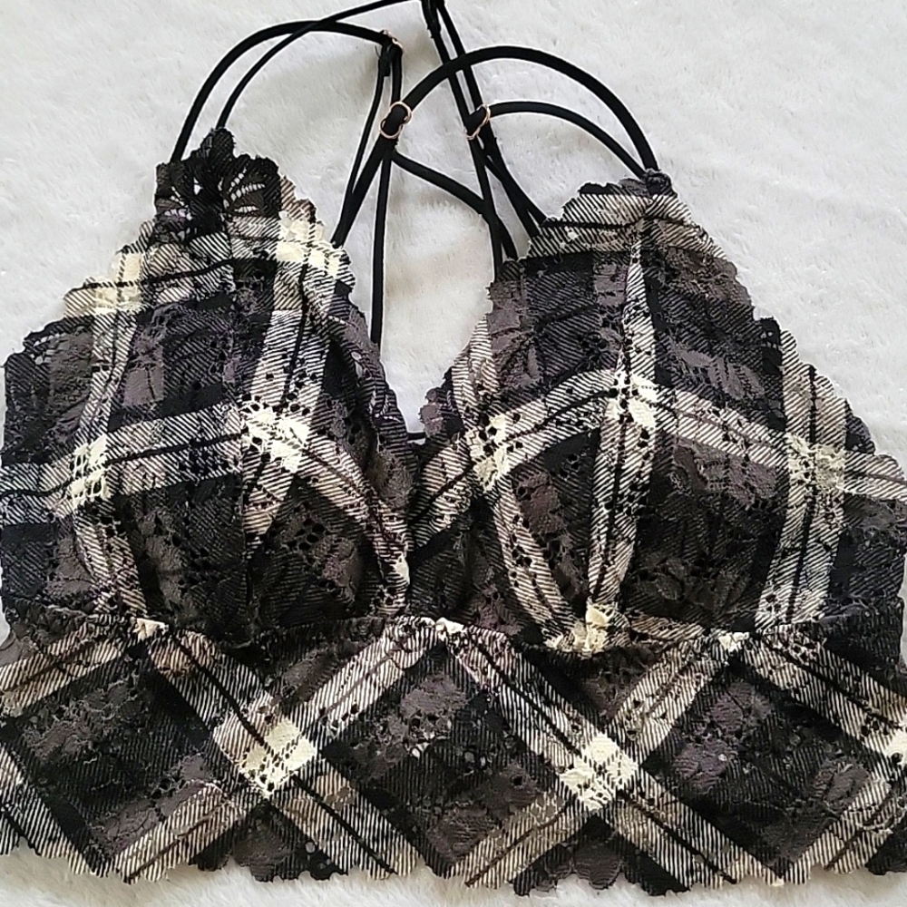 Victoria's Secret PINK Plaid Lace Bralette